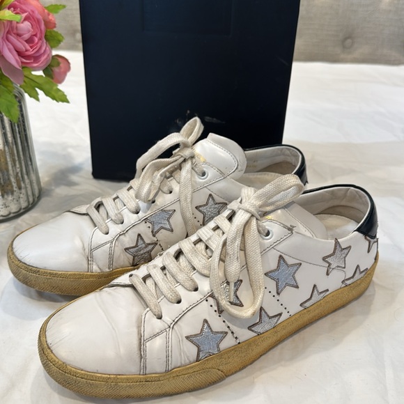 Authentic Saint Laurent Leather Star Sneakers - Picture 5 of 17